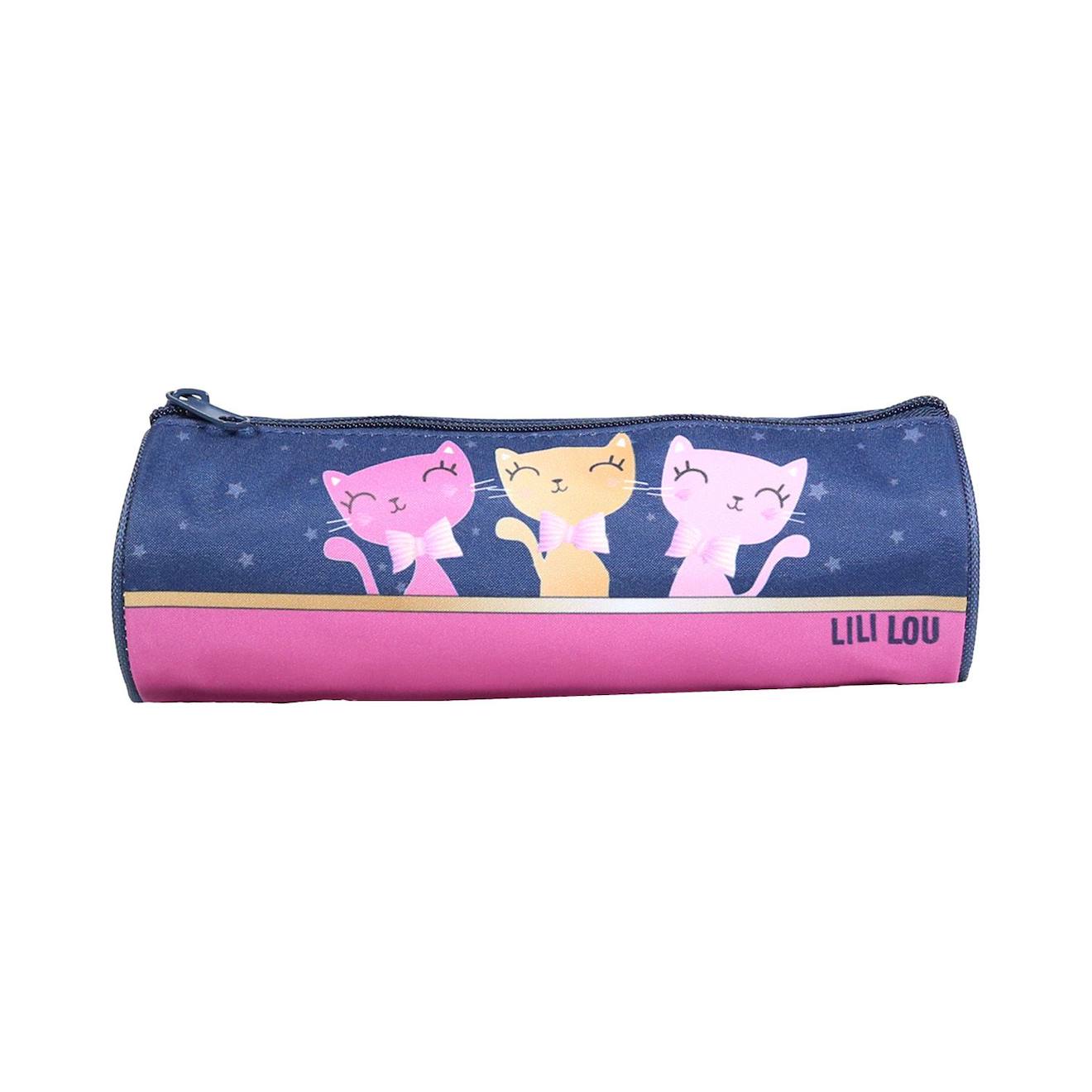 Trousse Scolaire Ronde Lili Lou 3 Chats Bleu 10 €