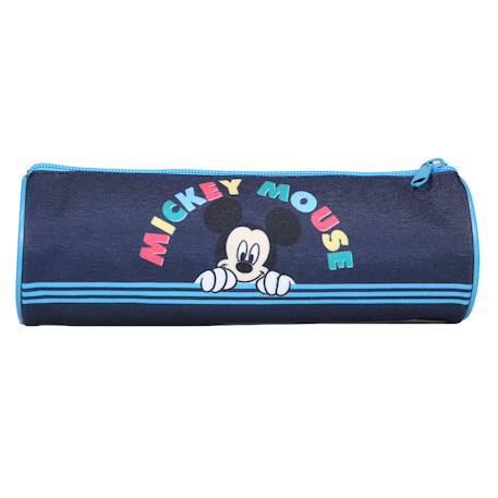 Fille-Trousse scolaire ronde mickey  rayures