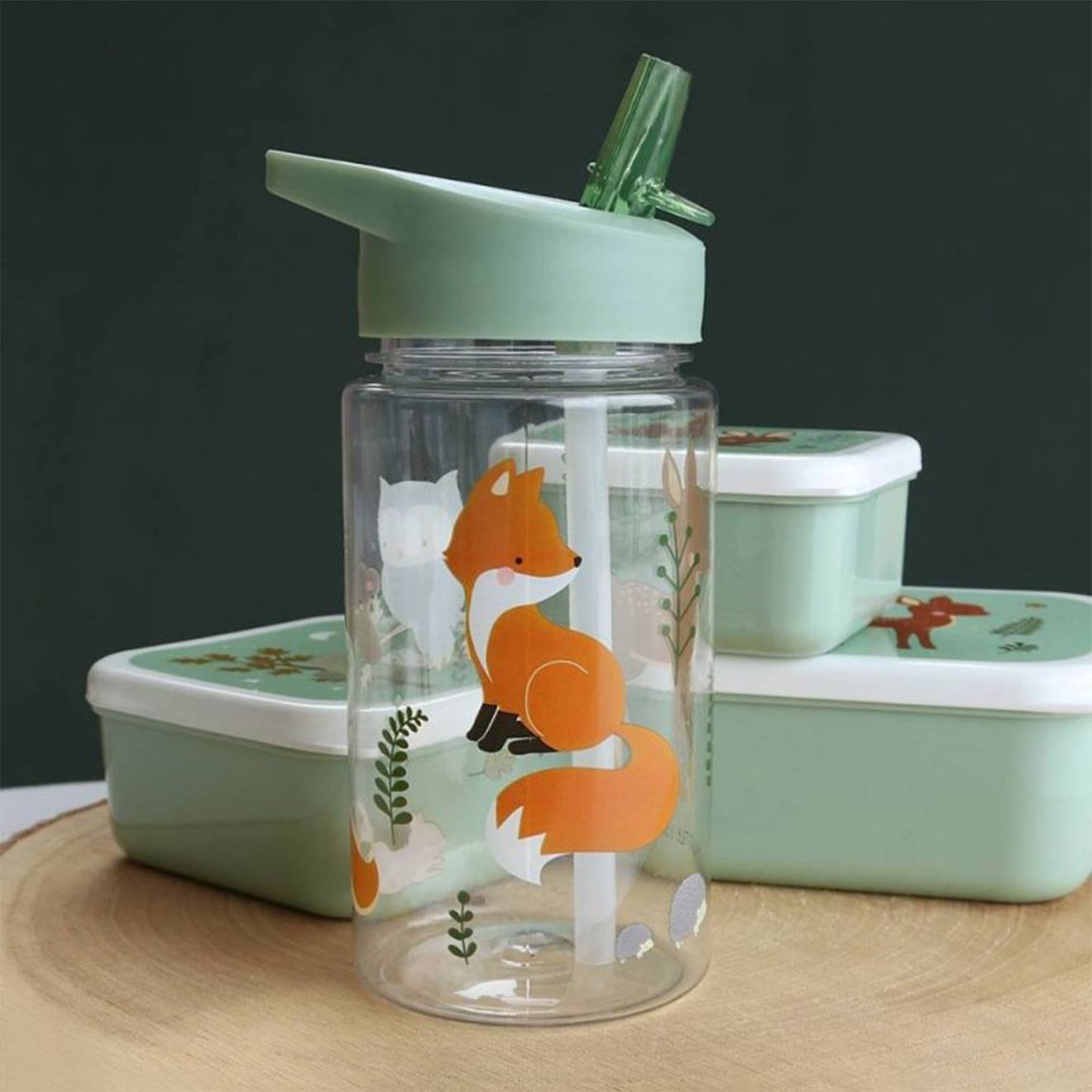 Gourde Enfant Ergonomique 450 Ml Vert De Gris (A Little Lovely Company) - Image 1