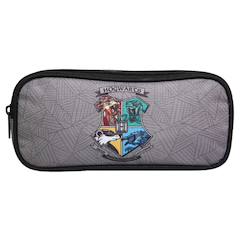 Trousse Scolaire Ronde Harry Potter - Noire Avec Les Couleurs Des Maisons, Polyester, 22x7x7 Cm