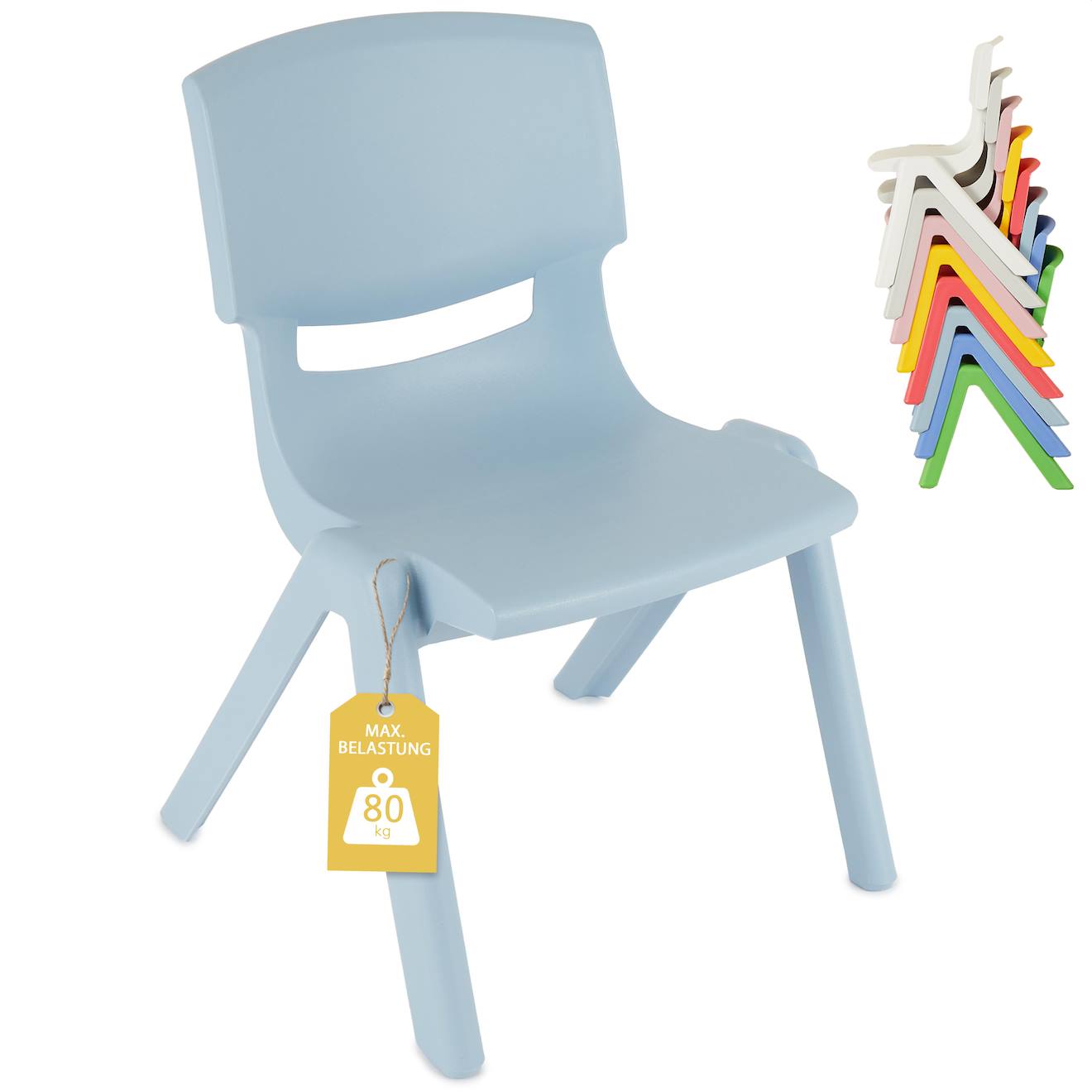 Chaise Enfant Empilable, Intérieur/extérieur Bleu Clair