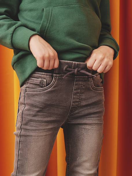 Jean garçon droit facile à enfiler denim effet molleton blue stone+BRUT FONCE+denim black+denim bleached+denim gris+double stone 22 - vertbaudet enfant 