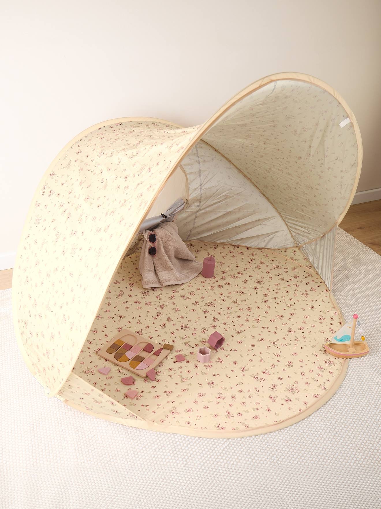 Tente Anti-uv Protection 40+, Tente Plage Vintage Flowers (Bieco) - Image 1