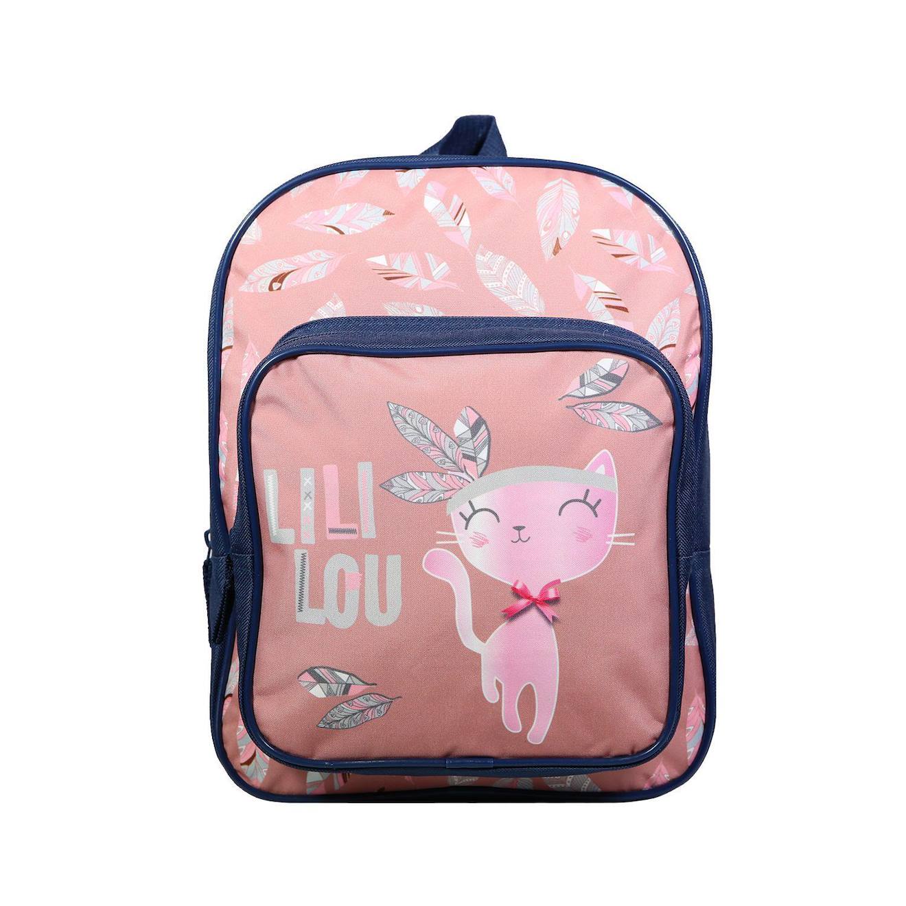 Sac À Dos Avec Poche Lili Lou Chat Rose
