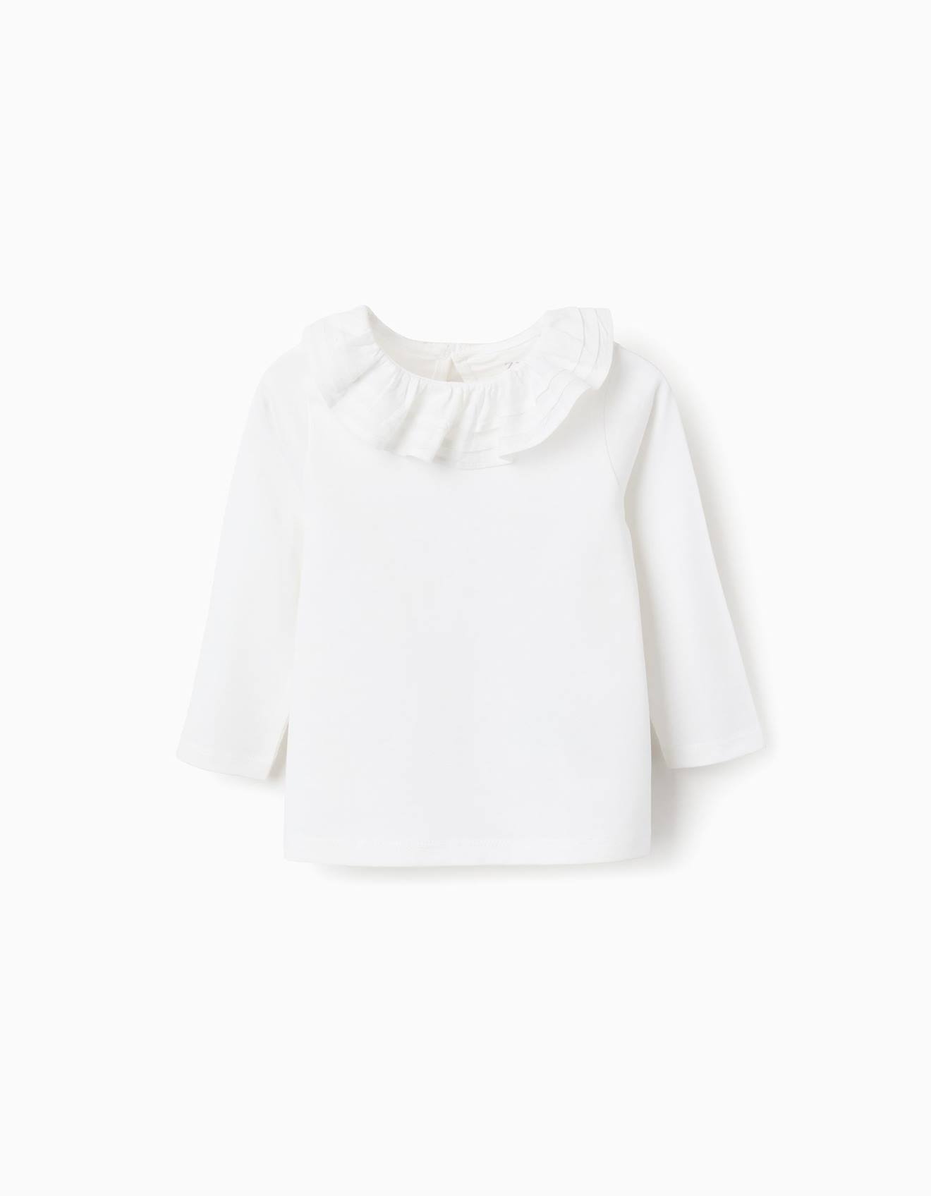 T-shirt Manches Longues Avec Col Volant Blanc 12 €