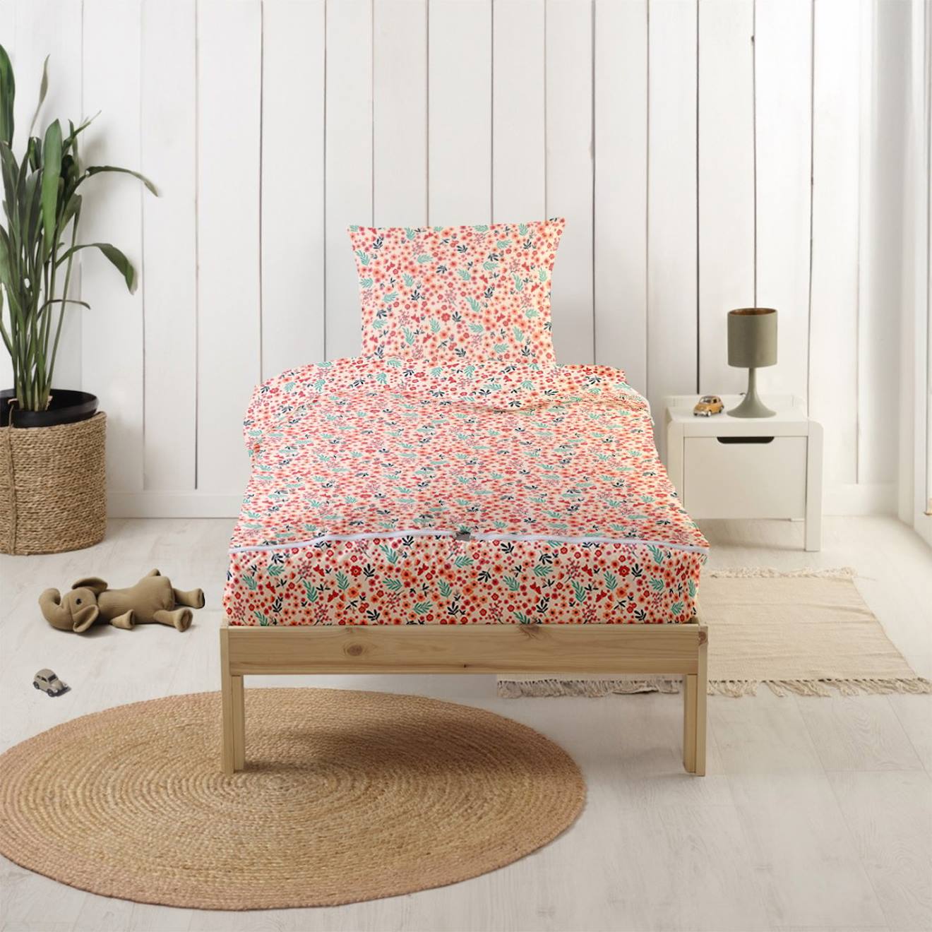 Bleu Calin - Caradou® Rechange Parure De Lit Enfant Fleurs Rose