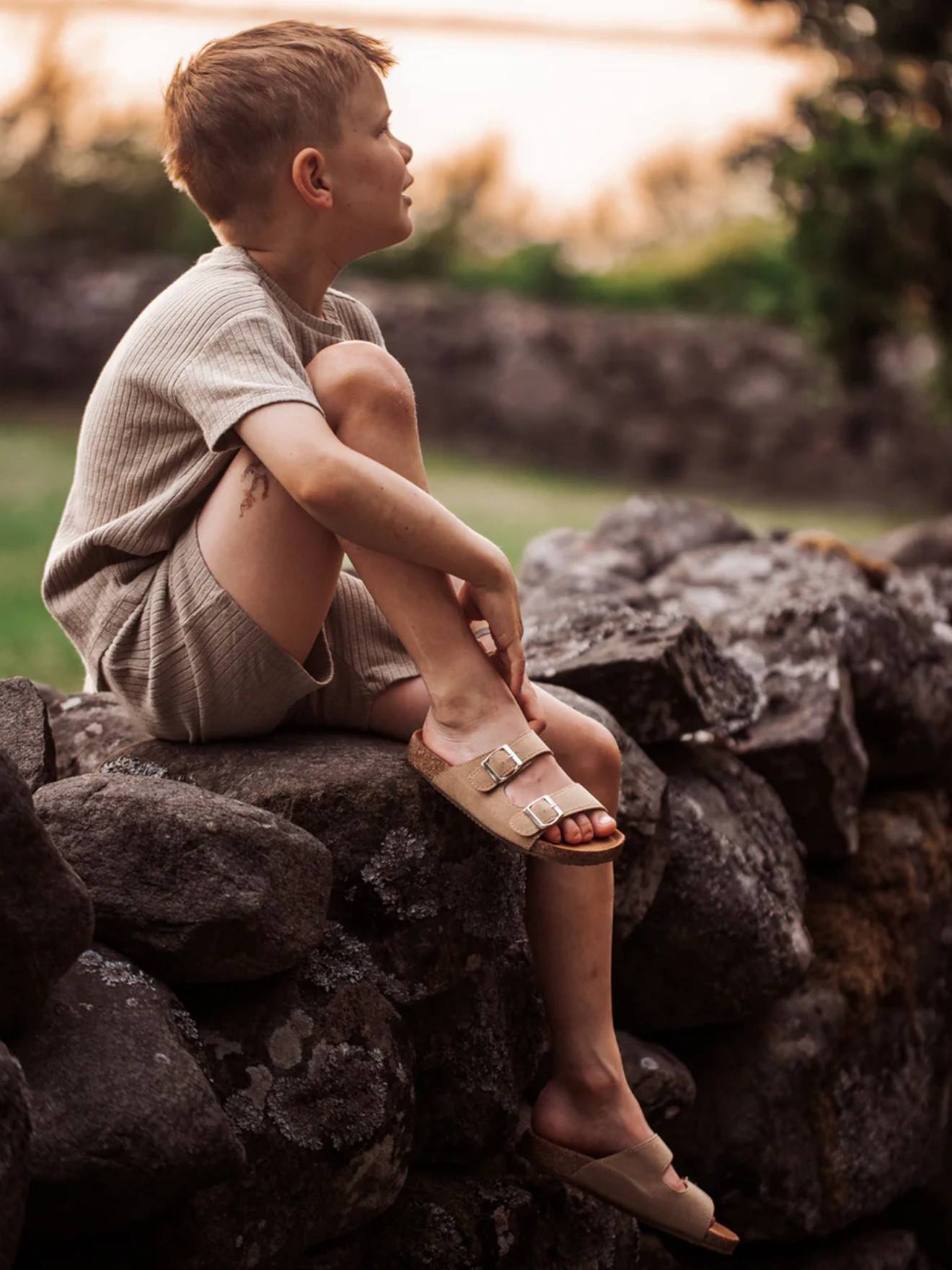 Sandales Sunny Enfant En Cuir Vegan Beige (Babymocs) - Image 2