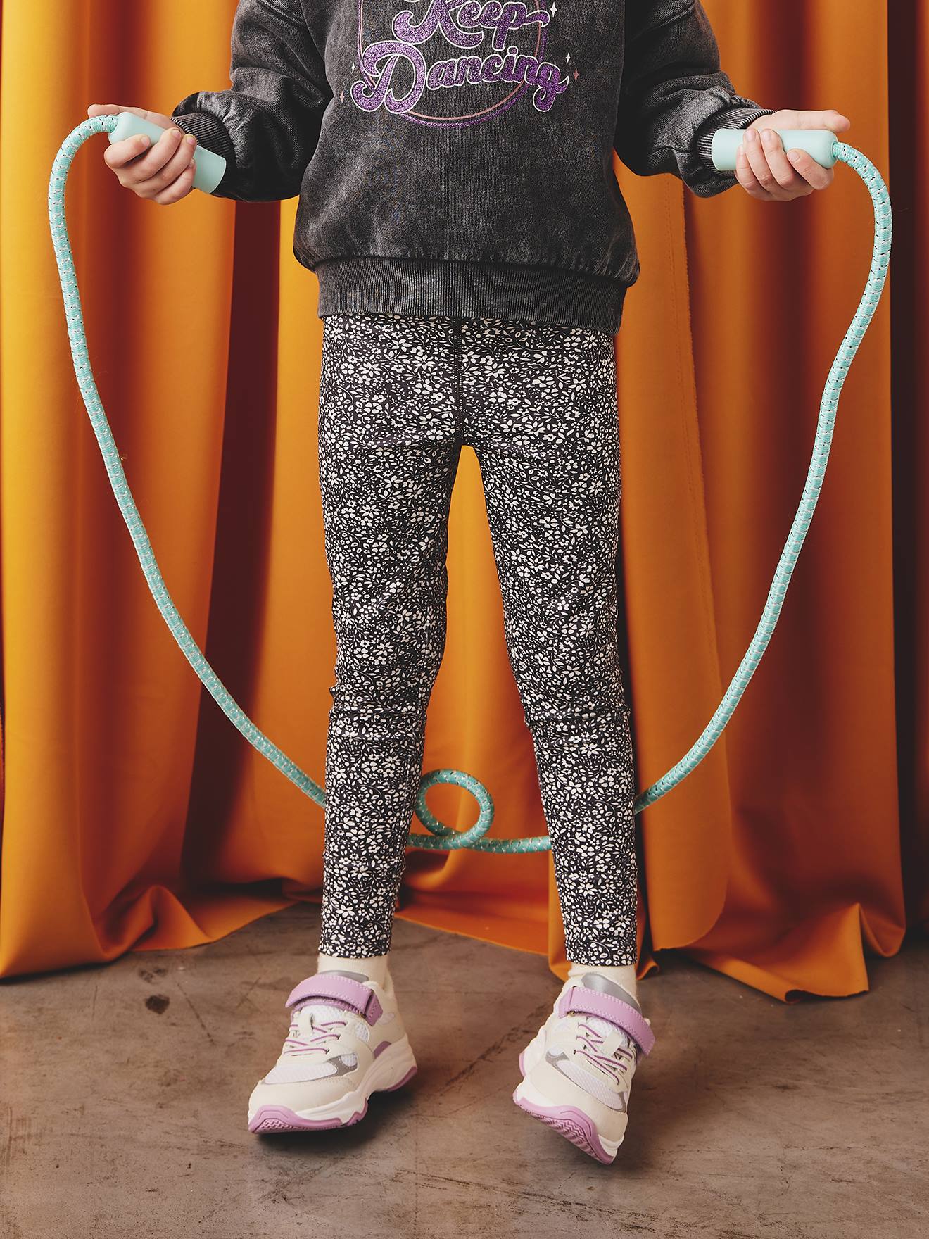 Legging technique sport imprimé fille anthracite