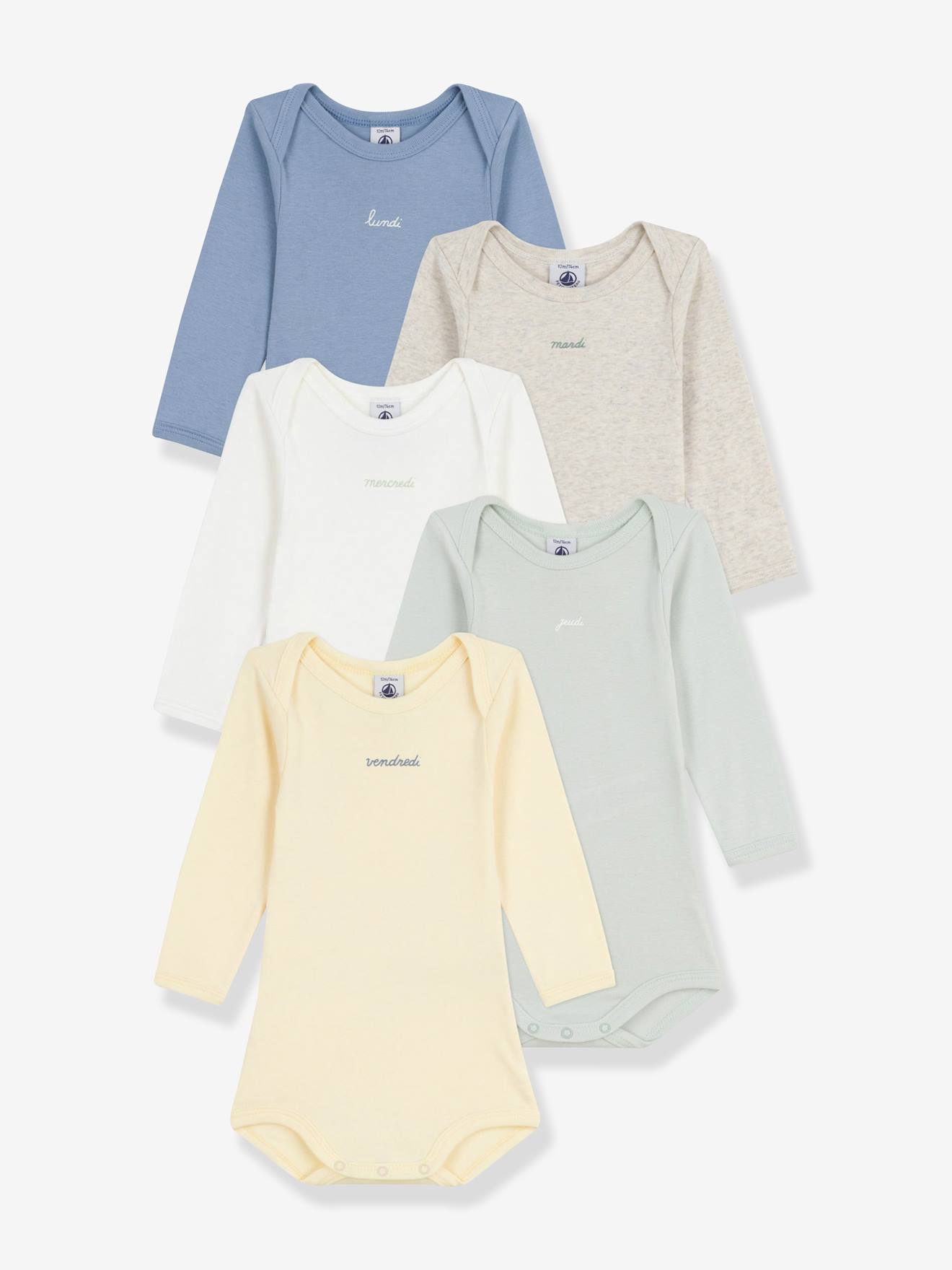 Lot de 5 bodies semainier manches longues multicolore