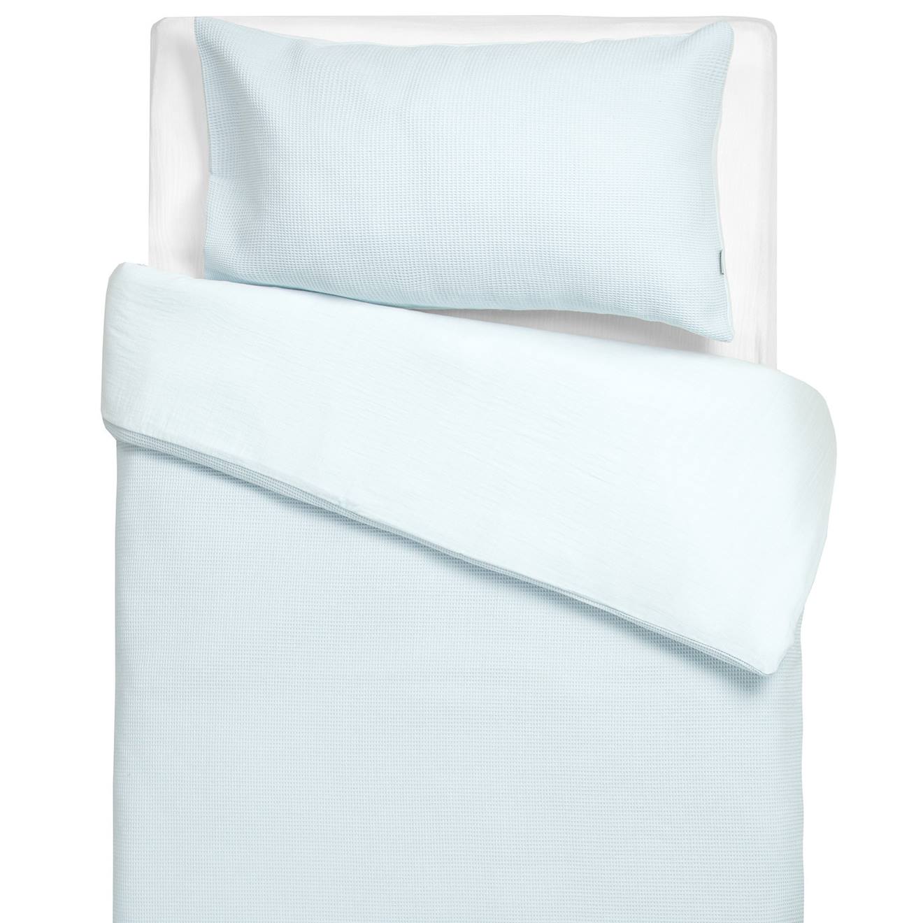 Parure De Lit Réversible Gaze De Coton & Nid D'abeille Bleu