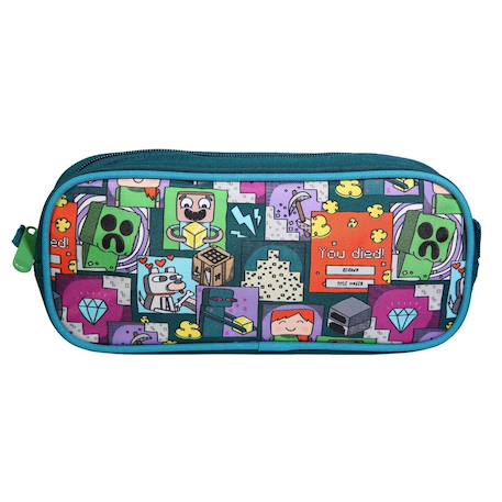 Garçon-Accessoires-Cartable, trousse-Trousse scolaire rectangulaire minecraft jeu vidéo verte