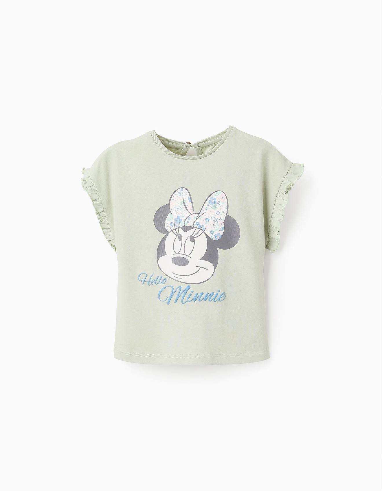 T-shirt En Coton À Volants Minnie Vert Clair