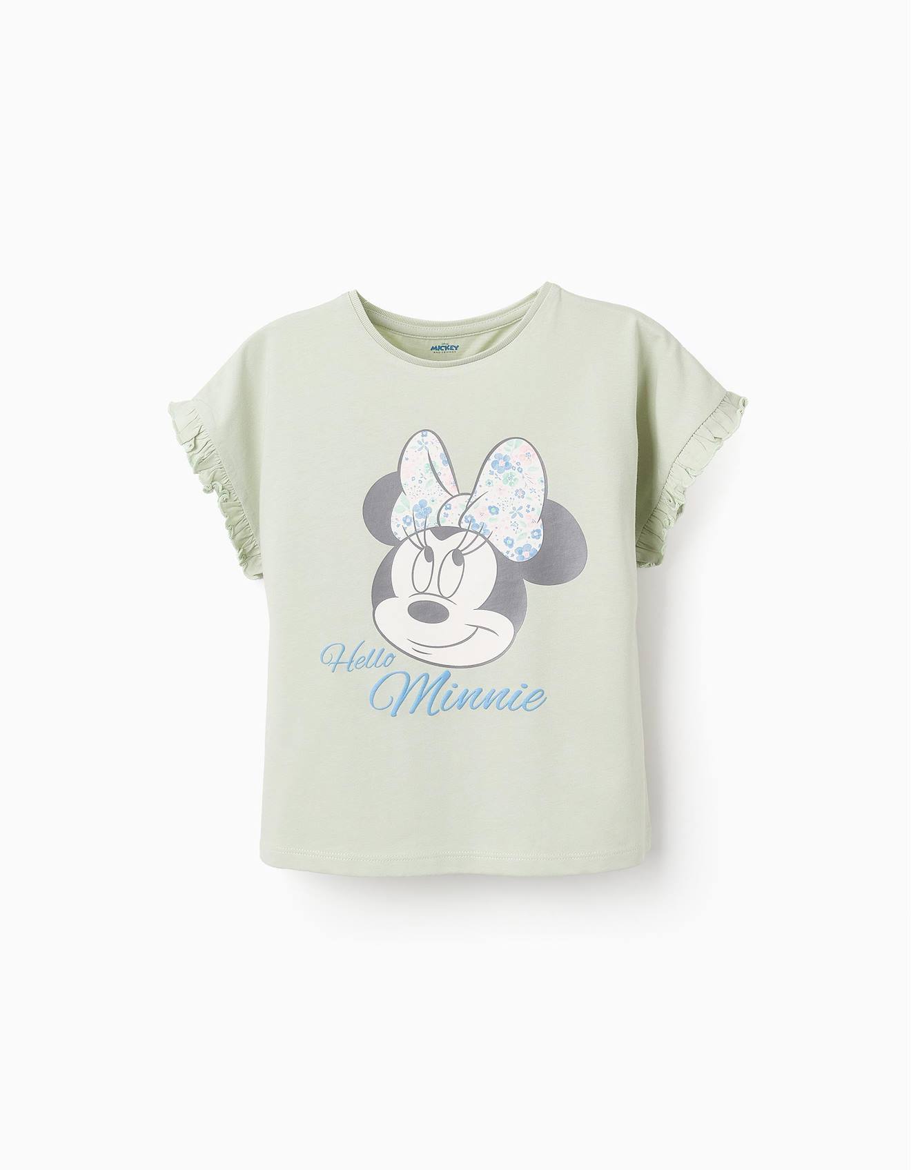 T-shirt En Coton À Volants Minnie Vert Clair