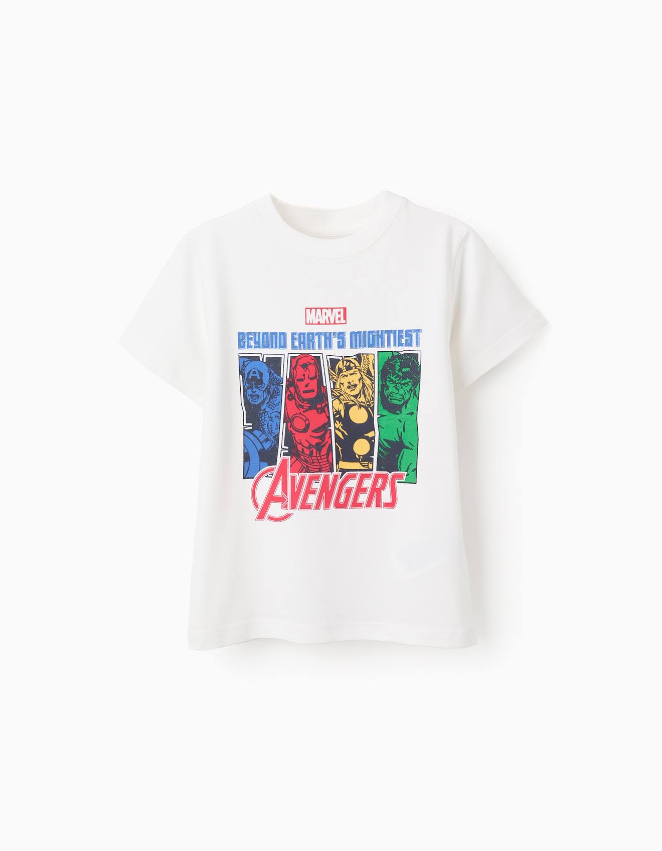 T-shirt En Coton Avec Imprimé Avengers Blanc