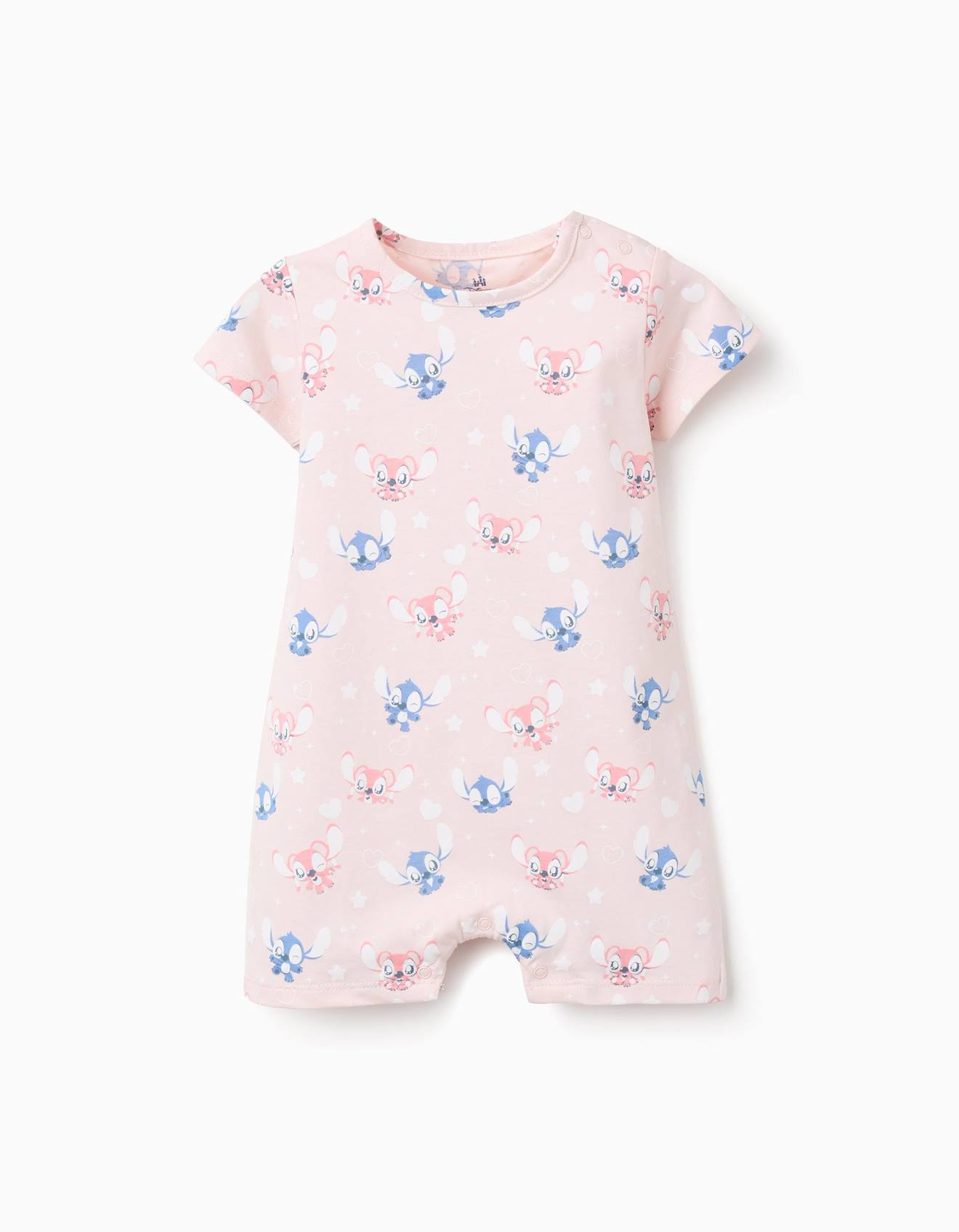 Pyjama-combishort En Coton Lilo Et Stitch Rose Clair