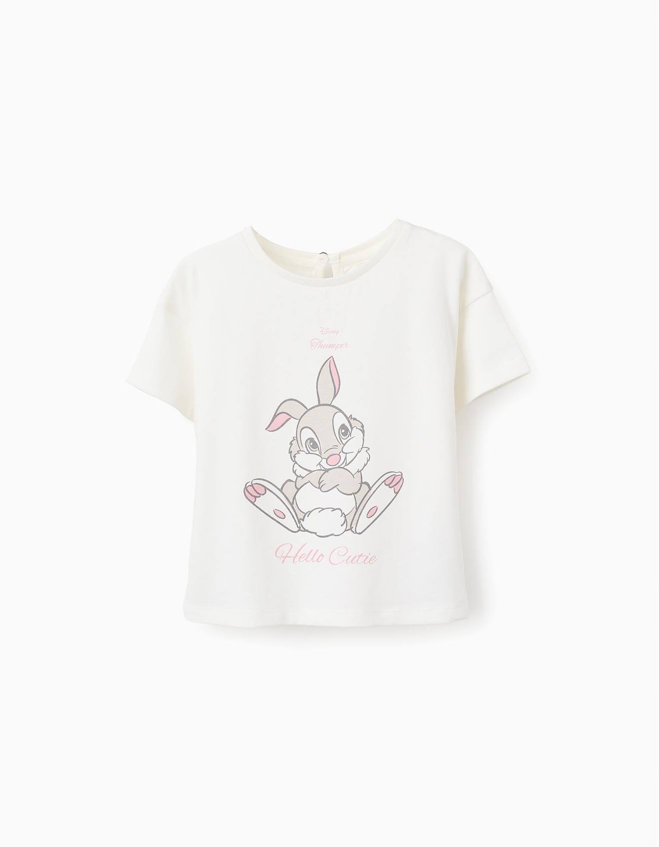T-shirt De Coton Imprimé Bambi Beige Clair