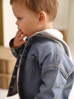 Bébé-Chemise, blouse-Chemise bébé personnalisable en denim avec capuche