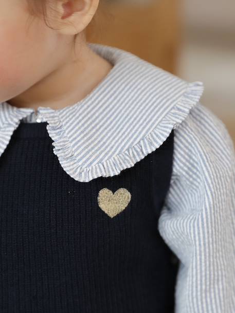 Pull bébé sans manches écru+marine+rose poudré 7 - vertbaudet enfant 