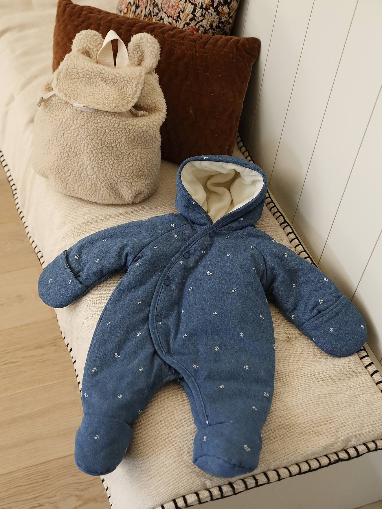 Combipilote naissance en denim imprimé stone (Vertbaudet) - Image 2
