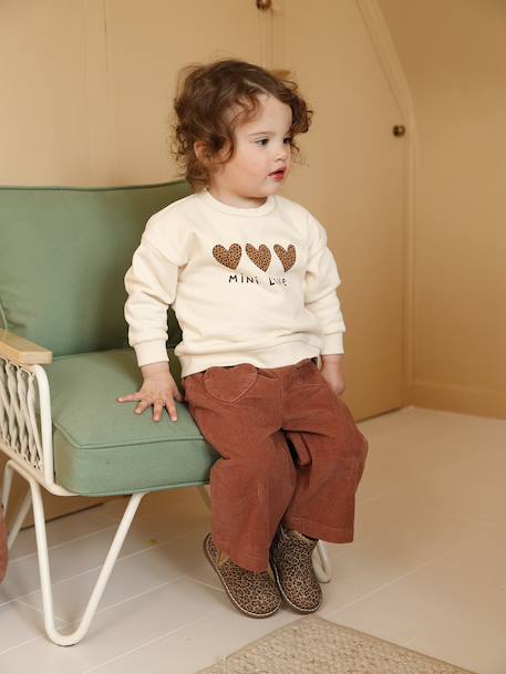 Sweat-shirt bébé fille message imprimé framboise+rose poudré+vanille 15 - vertbaudet enfant 