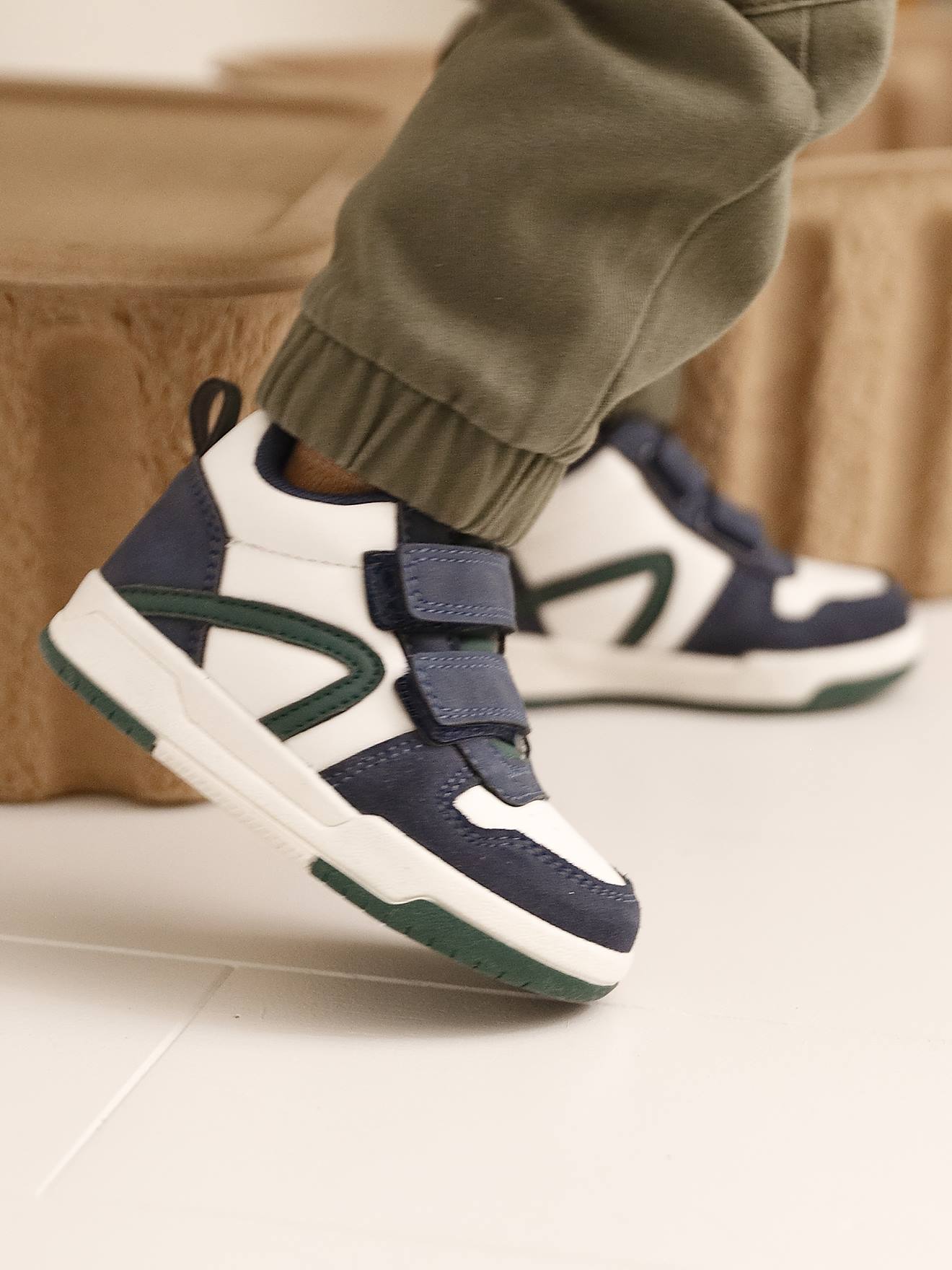 Baskets bébé garçon synthétique à scratchs lot bleu