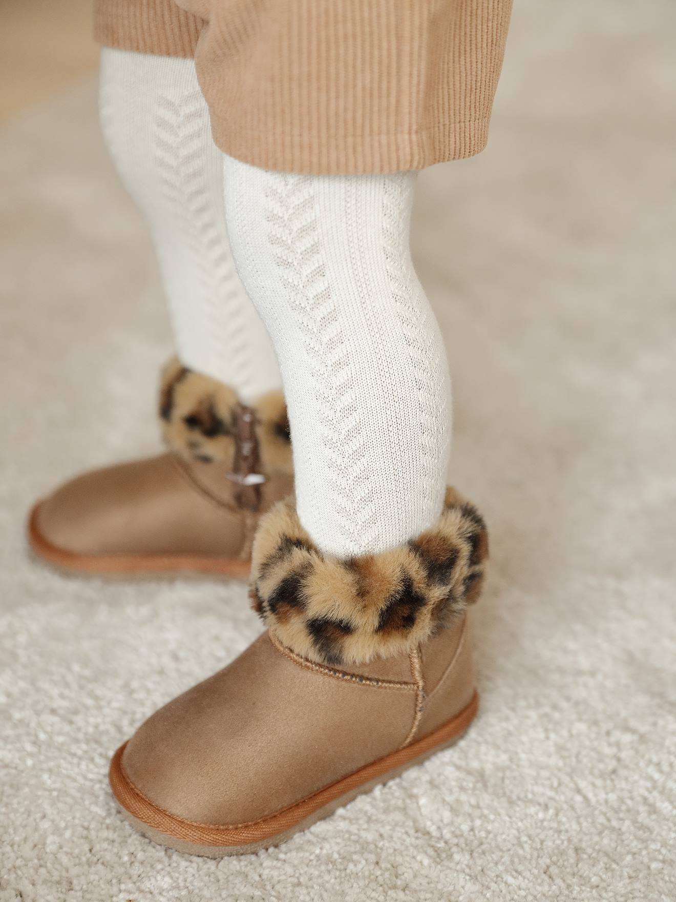 Boots déperlantes zippées fourrées bébé camel