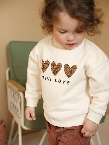 Sweat-shirt bébé fille message imprimé framboise+rose poudré+vanille 10 - vertbaudet enfant 