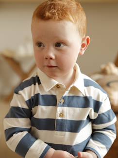 T-shirt polo bébé rayé manches longues  - vertbaudet enfant