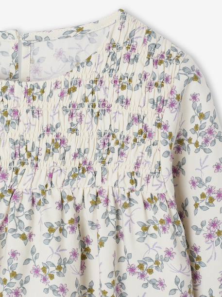 Robe à smocks motifs fleurs fille encre+vanille 7 - vertbaudet enfant 
