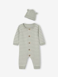 -Ensemble naissance combinaison + bonnet