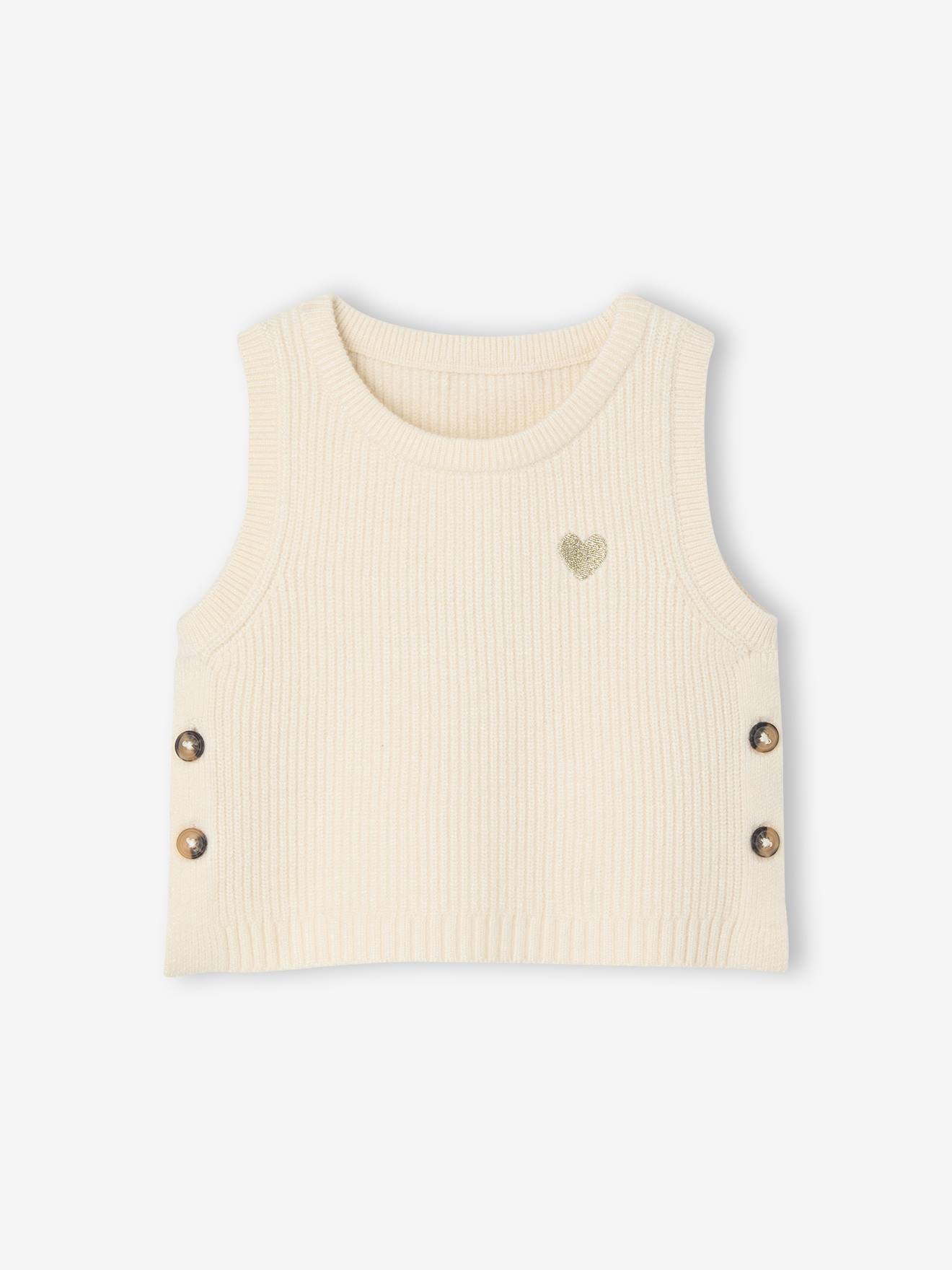 Pull bébé sans manches écru