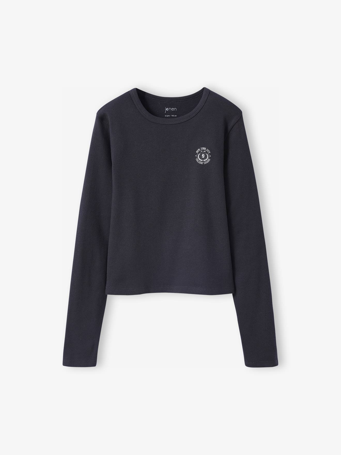 T-shirt fille cropped manches longues fille anthracite