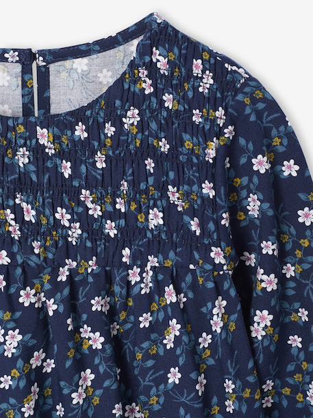 Robe à smocks motifs fleurs fille encre+vanille 3 - vertbaudet enfant 
