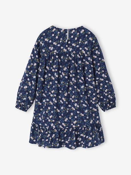 Robe à smocks motifs fleurs fille encre+vanille 2 - vertbaudet enfant 