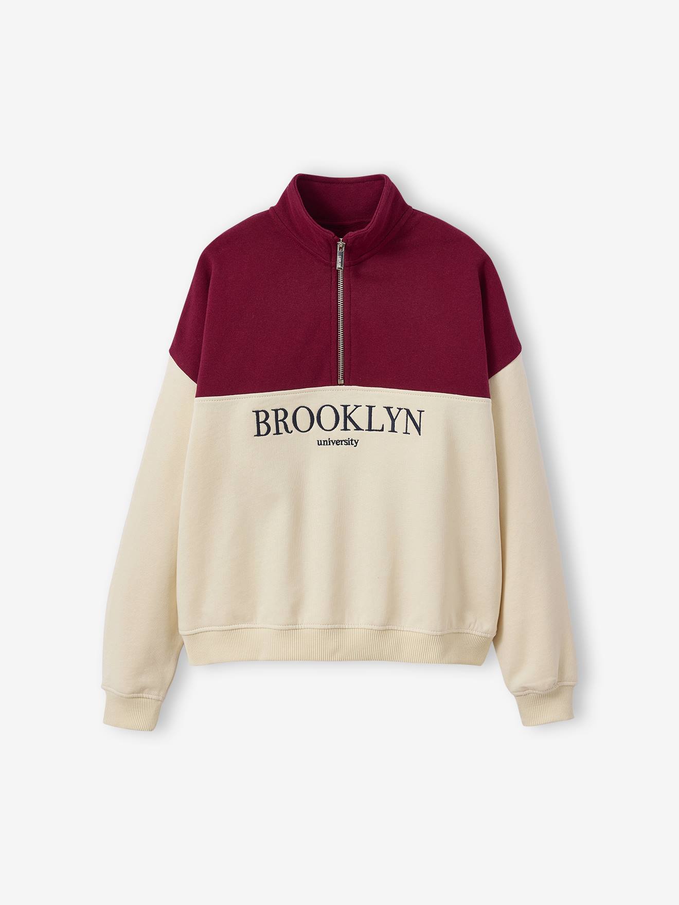 Sweat col camionneur color block fille lettres brodes cru 12 €