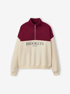 -Sweat col camionneur color block fille lettres brodées
