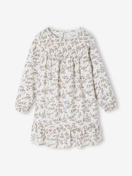 Robe à smocks motifs fleurs fille encre+vanille 5 - vertbaudet enfant 