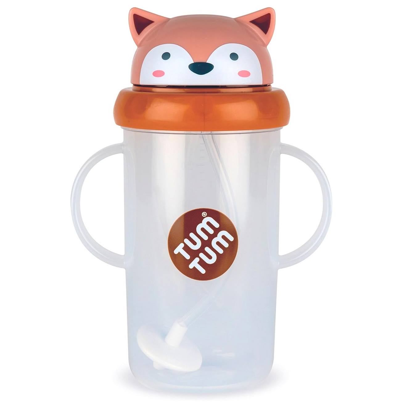 Grande Tasse Anti Fuite + Paille Lestée Renard -300 Ml Marron