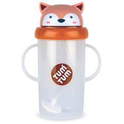 -Grande tasse anti fuite + paille lestée renard -300 ml