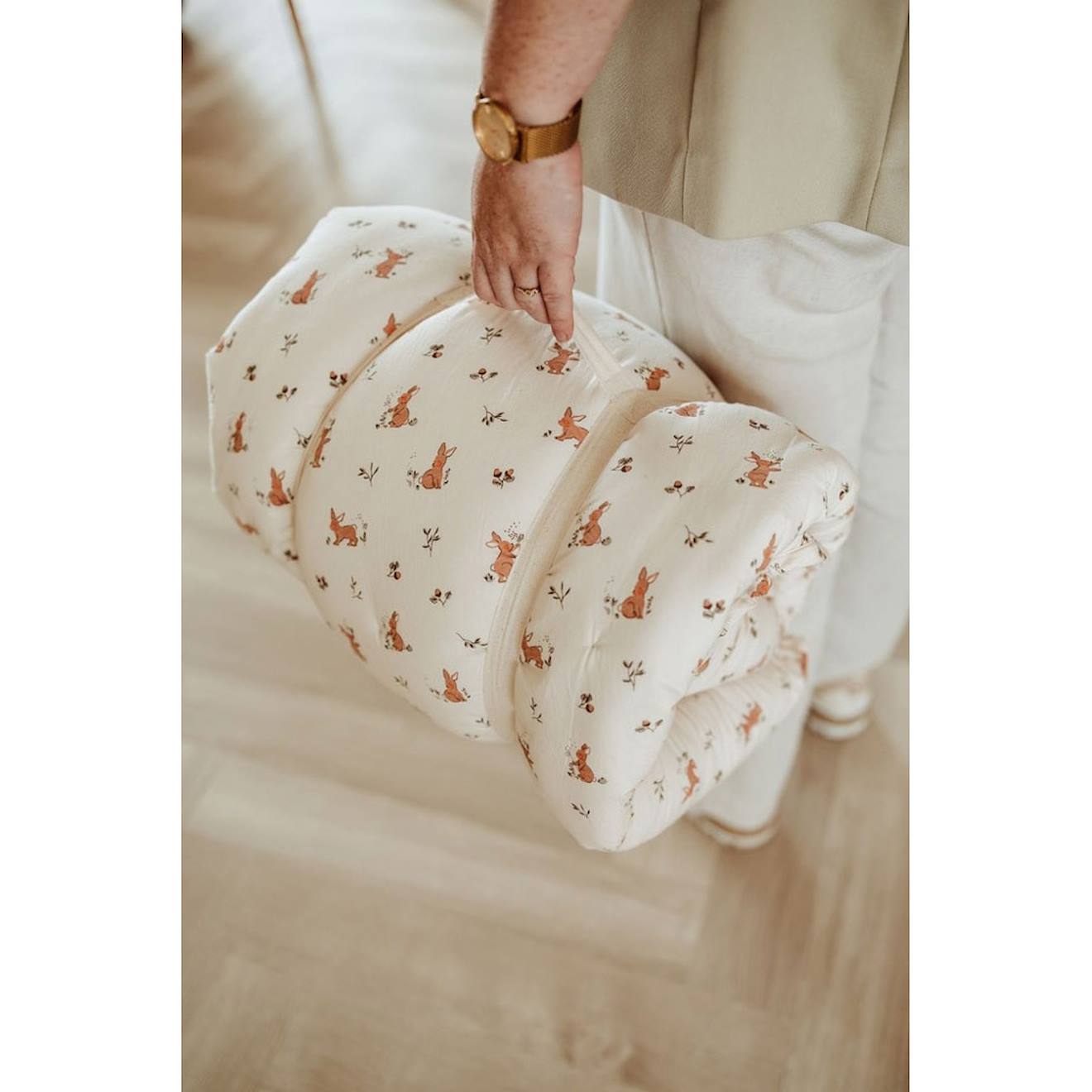 Tapis D'éveil & Sac À Jouets 3 En 1 Bloom En Coton Beige (Play & Go) - Image 2