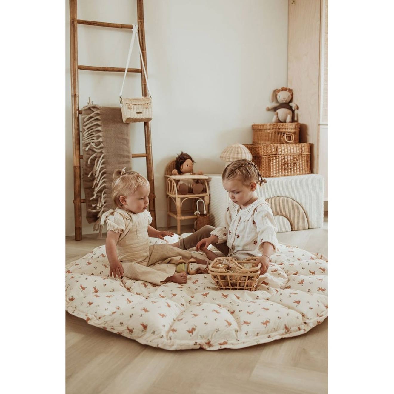 Tapis D'éveil & Sac À Jouets 3 En 1 Bloom En Coton Beige (Play & Go) - Image 1