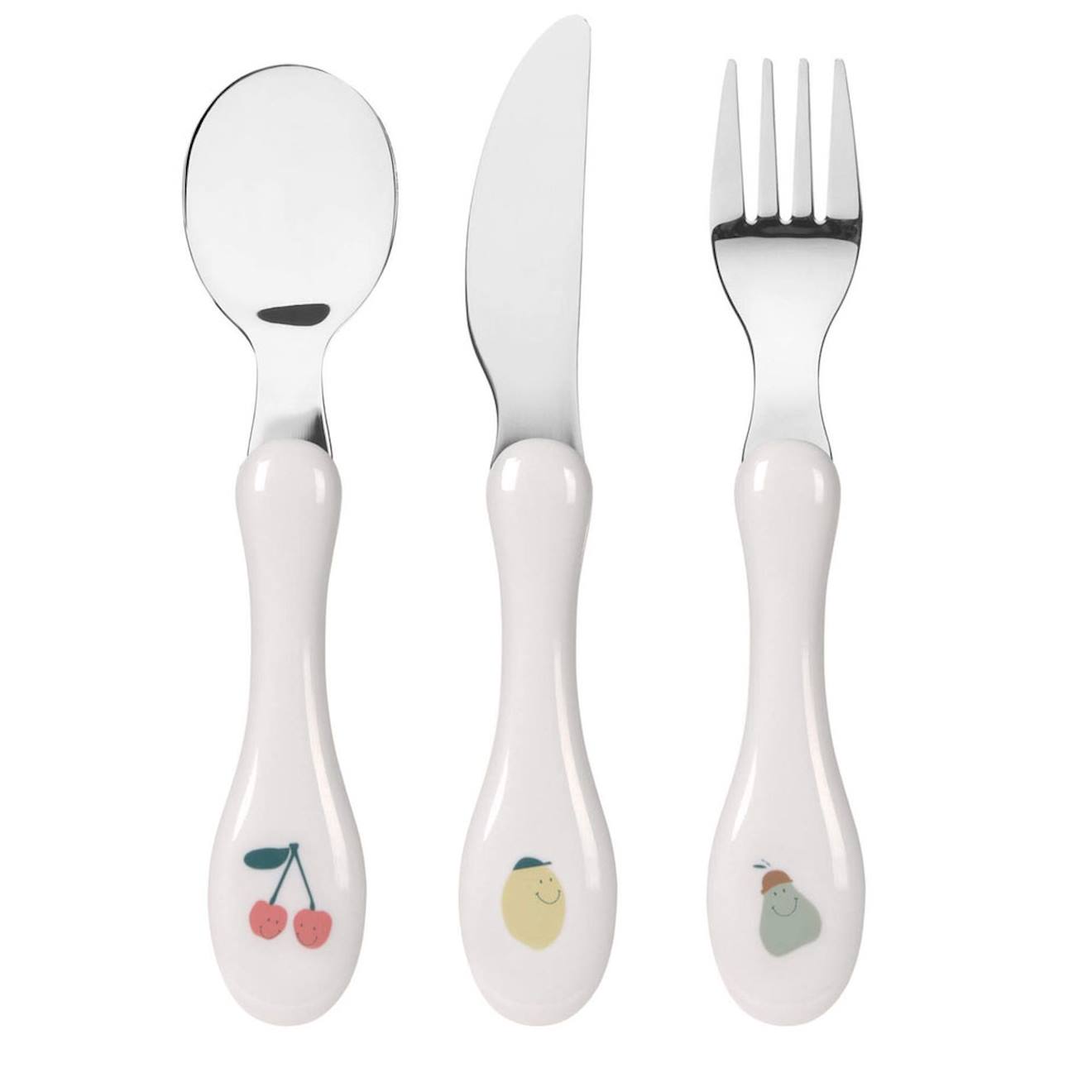 Lot De 3 Couverts Happy Fruits Blanc