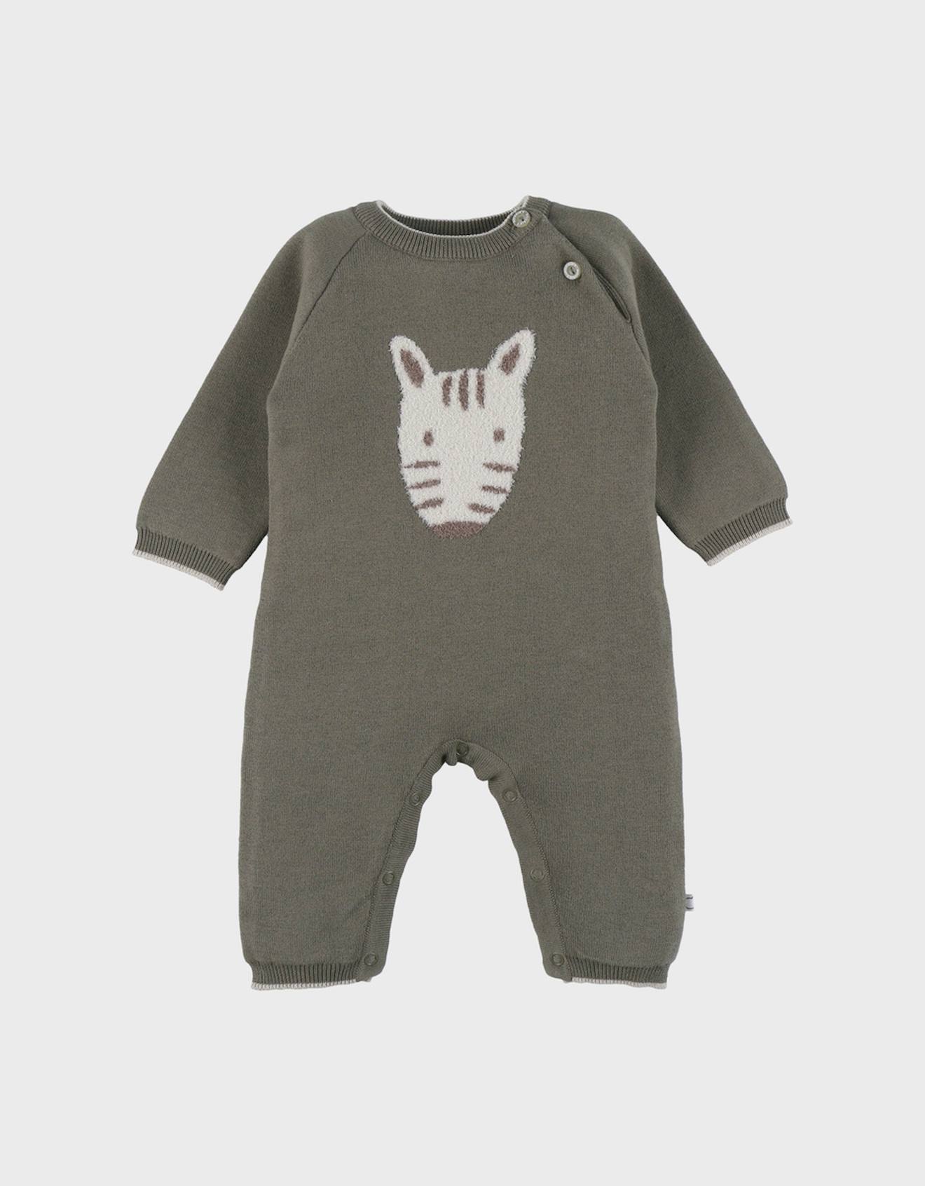 Combinaison En Tricot Avec Motif Zèbre Vert