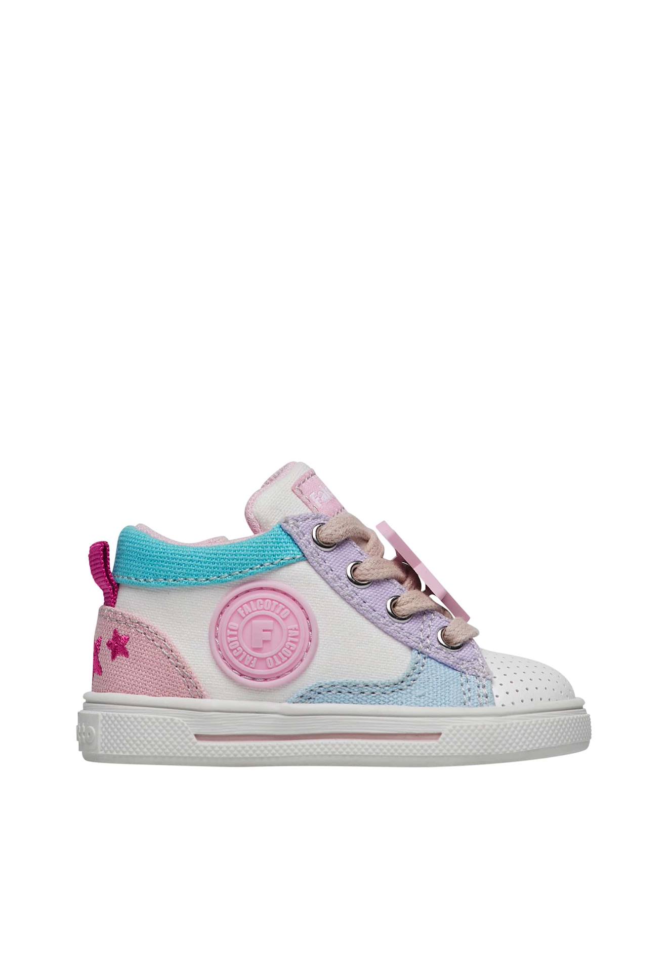 Baskets En Similicuir Et Tissu Shin Zip. Blanc-lilas