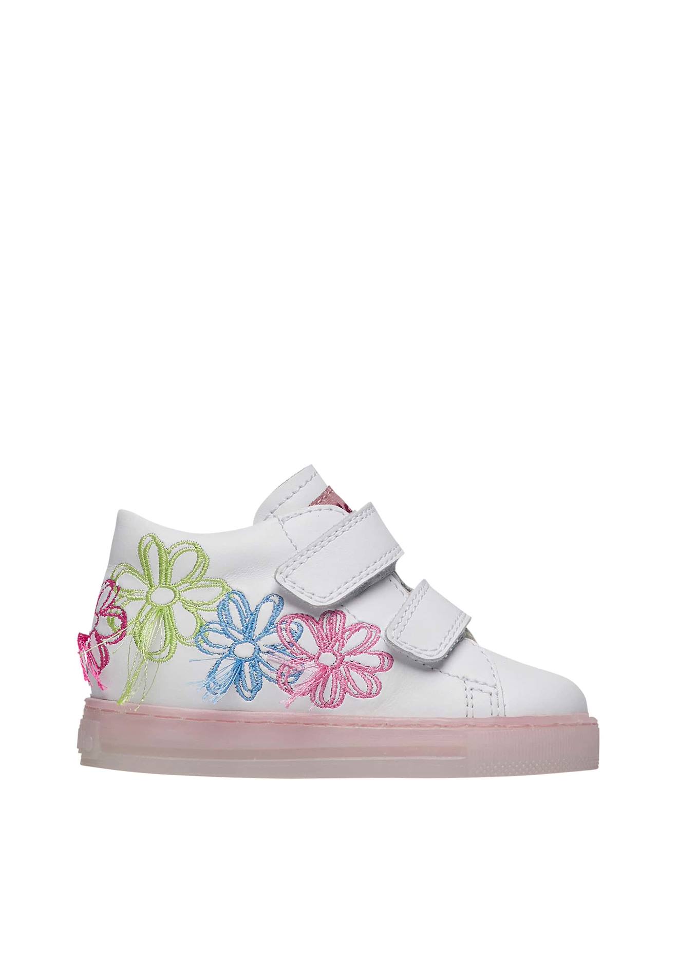Baskets En Cuir Avec Fleurs Yloria Vl Blanc-rose