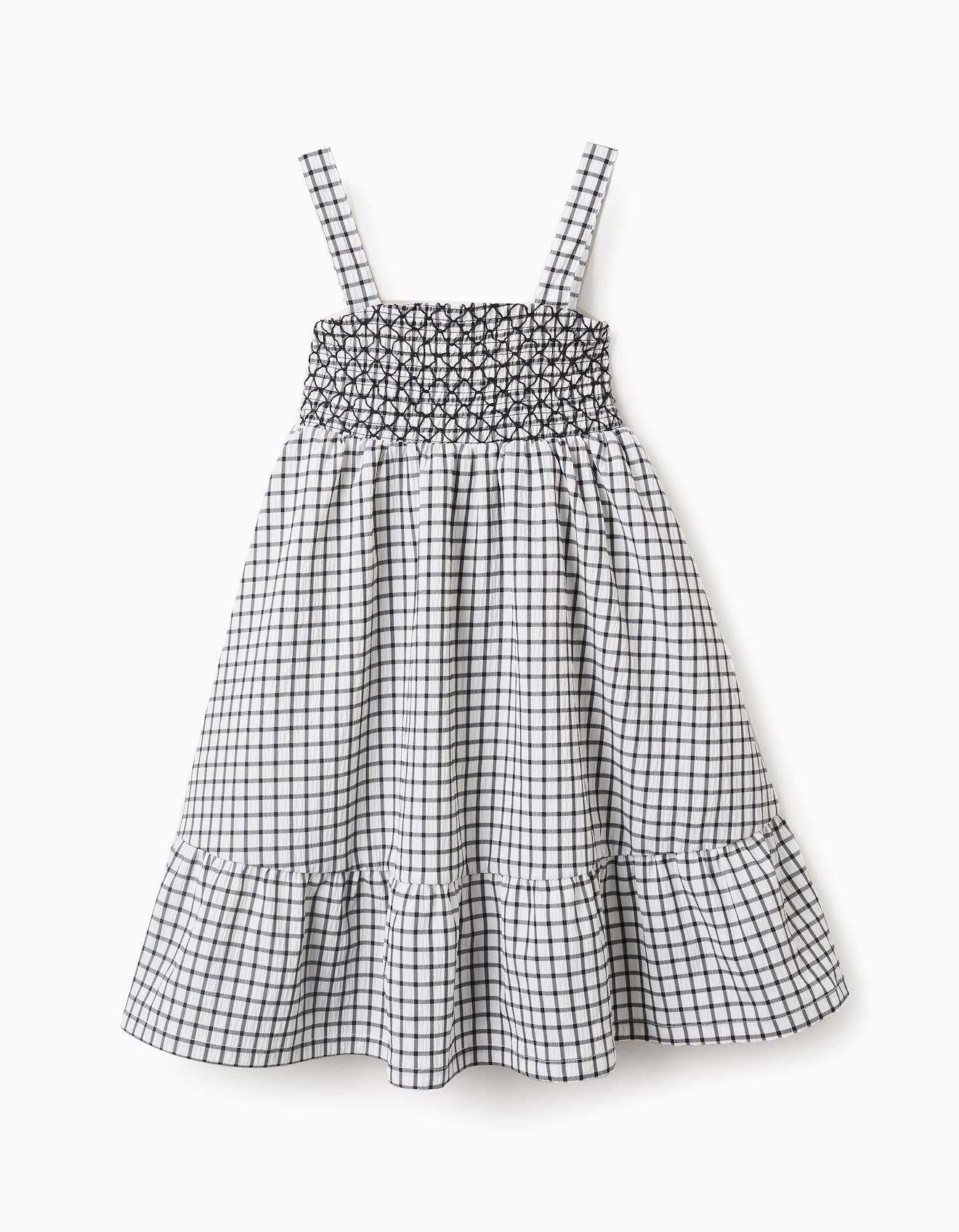Robe À Bretelles Motif Vichy Gris Foncé