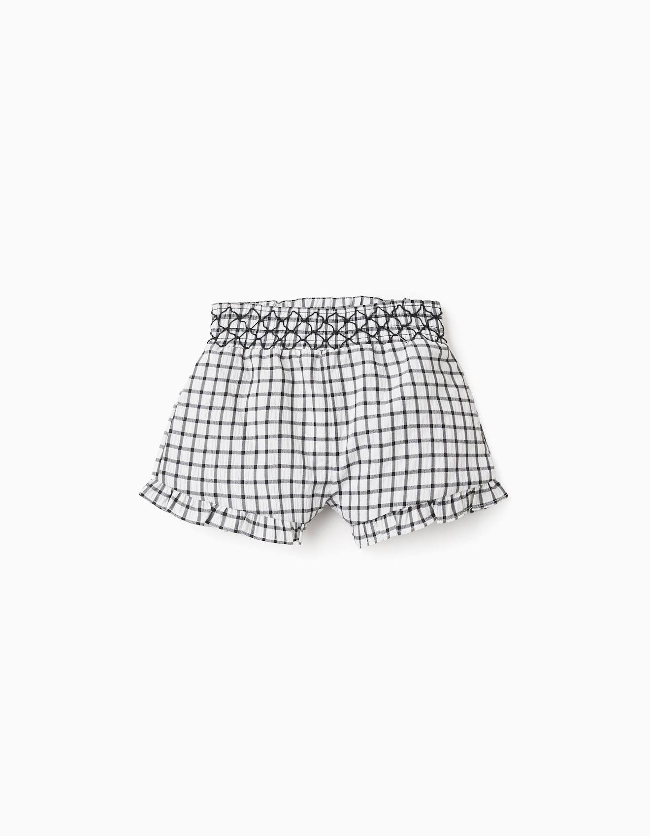 Short À Motif Vichy Gris Foncé