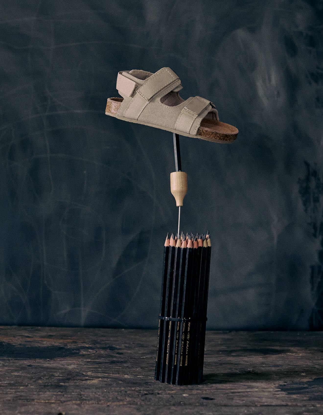 Sandales En Cuir Avec Semelle En Liège Beige Clair