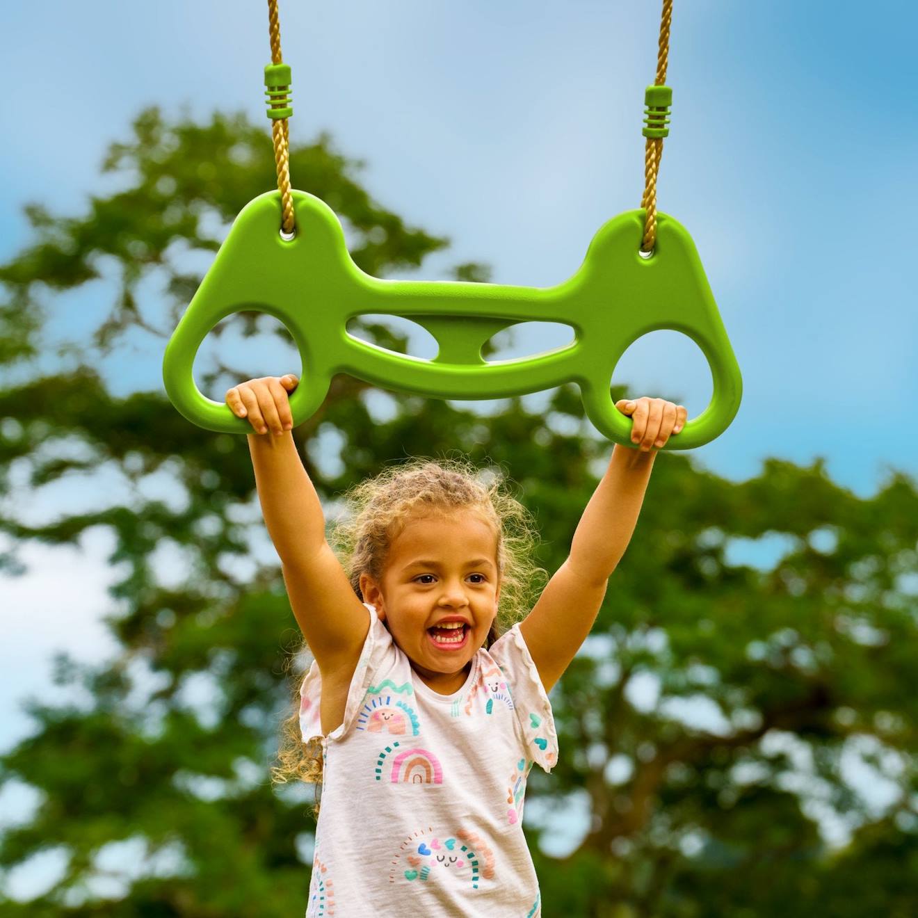 Balançoire Bois Extérieur Enfant - Portée 120kg - Cordes Polyéthane - Jeu Jardin Parc
