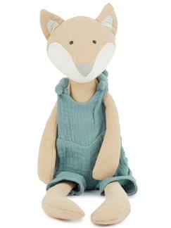 Jouet-Premier âge-Peluche renard en coton et lin - 40 cm